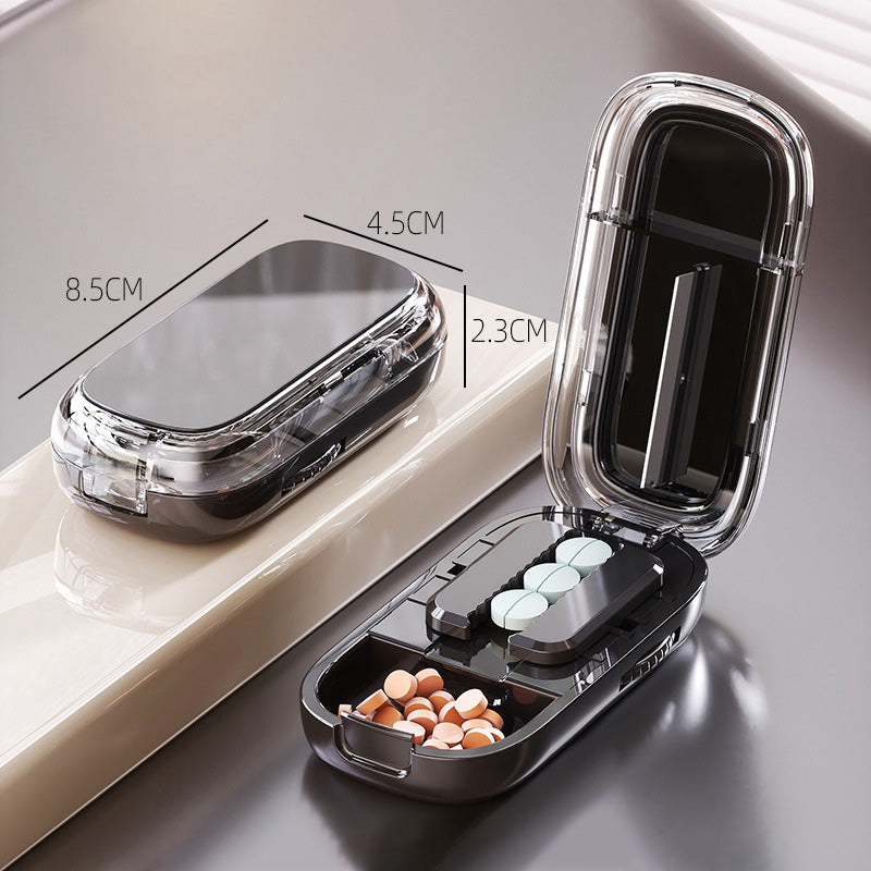 Portable Pill Container With Cutter
